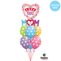 Qualatex 33 inch LOVE YOU M(HEART)M DOTS Foil Balloon 82552-Q-P