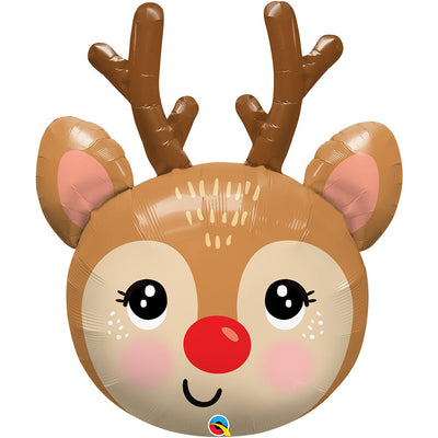Qualatex 35 inch RED-NOSED REINDEER Foil Balloon 14976-Q-P