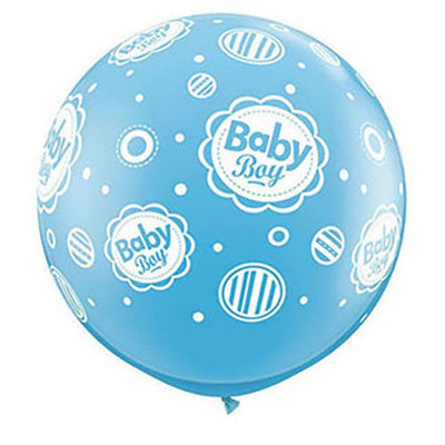 Qualatex 36 inch BABY BOY DOTS-A-ROUND - PALE BLUE Latex Balloons 18509-Q