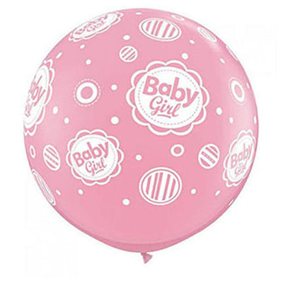 Qualatex 36 inch BABY GIRL DOTS-A-ROUND - PINK Latex Balloons 18510-Q