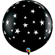 Qualatex 36 inch CONTEMPO STARS-A-ROUND - ONYX BLACK Latex Balloons 88280-Q