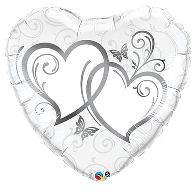 Qualatex 36 inch ENTWINED HEARTS - SILVER Foil Balloon 17239-Q-P