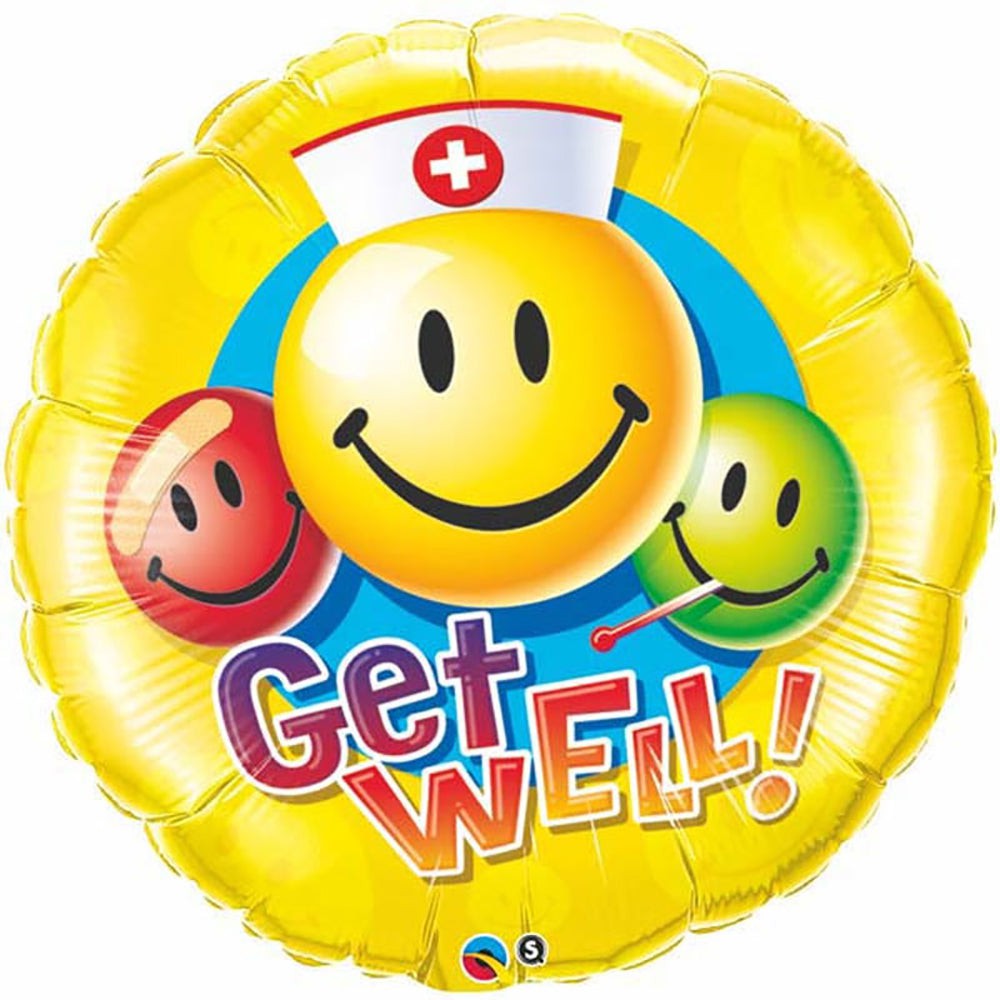 Qualatex 36 inch GET WELL SMILEY FACES Foil Balloon 29855-Q-P