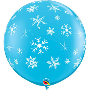 Qualatex 36 inch SNOWFLAKES & SPARKLES-A-ROUND Latex Balloons 18793-Q