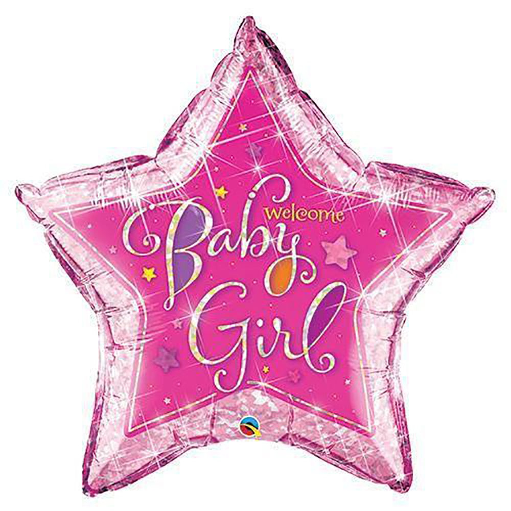 Qualatex 36 inch WELCOME BABY GIRL STARS Foil Balloon 16577-Q-P