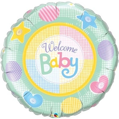 Qualatex 36 inch WELCOME BABY SOFT PATTERN Foil Balloon 98170-Q-P