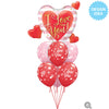 Qualatex 37 inch I LOVE YOU PINK STRIPES & HEARTS Foil Balloon 21042-Q-P