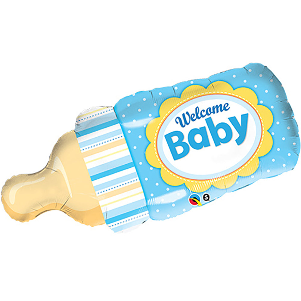 Qualatex 39 inch WELCOME BABY BOTTLE - BLUE Foil Balloon 16472-Q-P