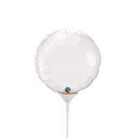 Qualatex 4 inch MINI CIRCLE - WHITE (AIR-FILL ONLY) Foil Balloon 22832-Q-U