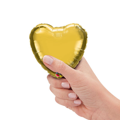 Qualatex 4 inch MINI HEART - METALLIC GOLD (AIR-FILL ONLY) Foil Balloon 36336-Q-U