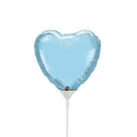Qualatex 4 inch MINI HEART - PEARL LIGHT BLUE (AIR-FILL ONLY) Foil Balloon 27163-Q-U