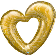 Qualatex 42 inch OPEN MARBLE HEART - GOLD Foil Balloon 23189-Q-P