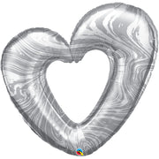 Qualatex 42 inch OPEN MARBLE HEART - SILVER Foil Balloon 23181-Q-P
