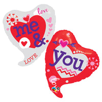 Qualatex 42 inch YOU & ME TWO HEARTS Foil Balloon 21844-Q-P