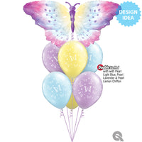 Qualatex 44 inch WATERCOLOR BUTTERFLY Foil Balloon 25663-Q-P