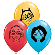 Qualatex 5 inch DC SUPER HERO GIRLS FACES ASSORTMENT Latex Balloons 45254-Q