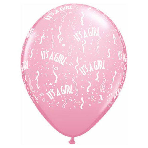 Qualatex 5 inch IT'S A GIRL-A-ROUND Latex Balloons 46531-Q