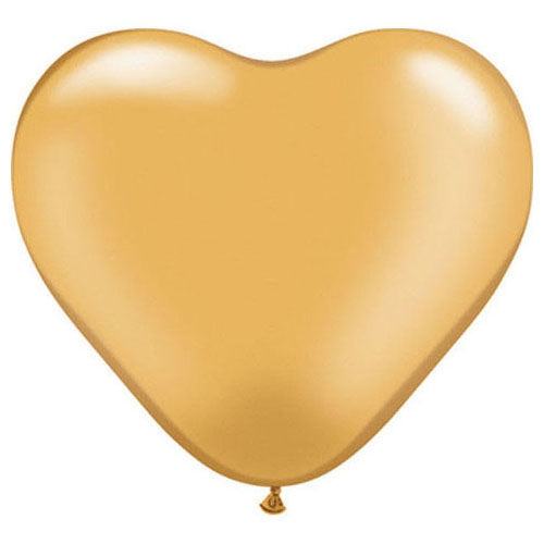 6 inch Qualatex Hearts - Gold - 17726