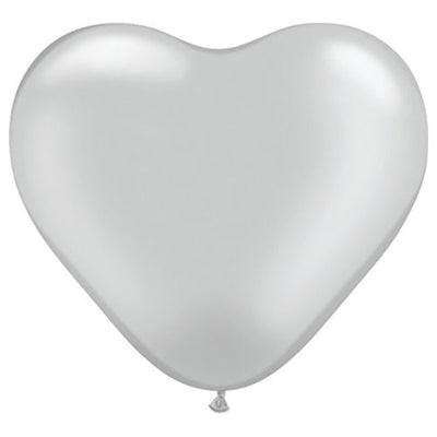 Qualatex 6 inch HEARTS - SILVER Latex Balloons