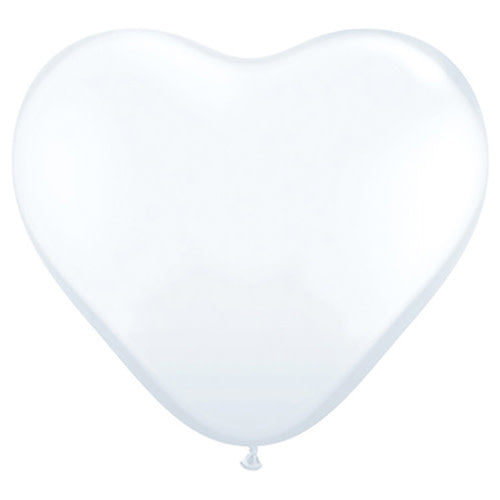 Qualatex 6 inch HEARTS - WHITE Latex Balloons