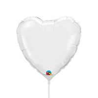 Qualatex 9 inch HEART - WHITE (AIR-FILL ONLY) Foil Balloon 24111-Q-U