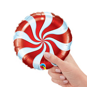 Qualatex 9 inch MINI CANDY SWIRL RED (AIR-FILL ONLY) Foil Balloon 50989-Q-U