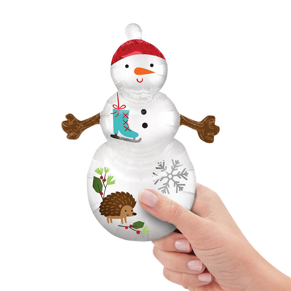 SATIN WOODLAND SNOWMAN MINI SHAPE (AIR-FILL ONLY)