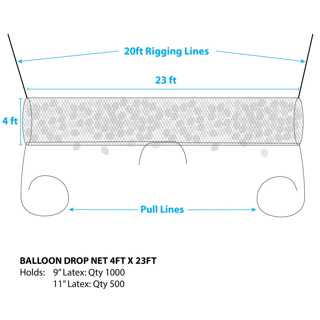 Boss 1000 - Balloon Drop Net - 4Ft X 23Ft - LA Balloons