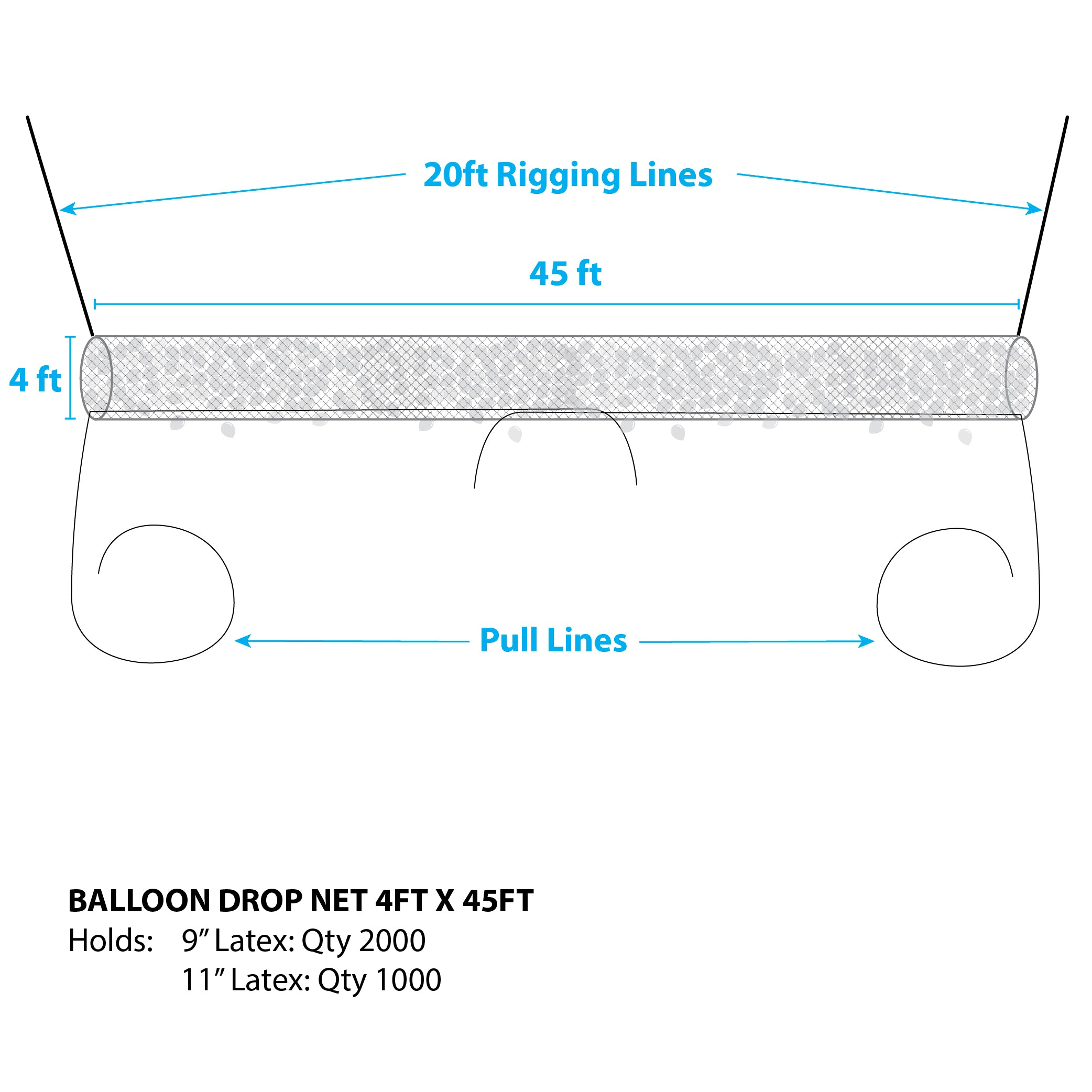 Boss 2000 - Balloon Drop Net - 4Ft X 45Ft