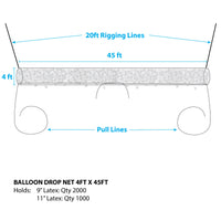 Silver Rainbow BOSS 2000 - BALLOON DROP NET - 4FT X 45FT Balloon Drops BOSS2000-SR