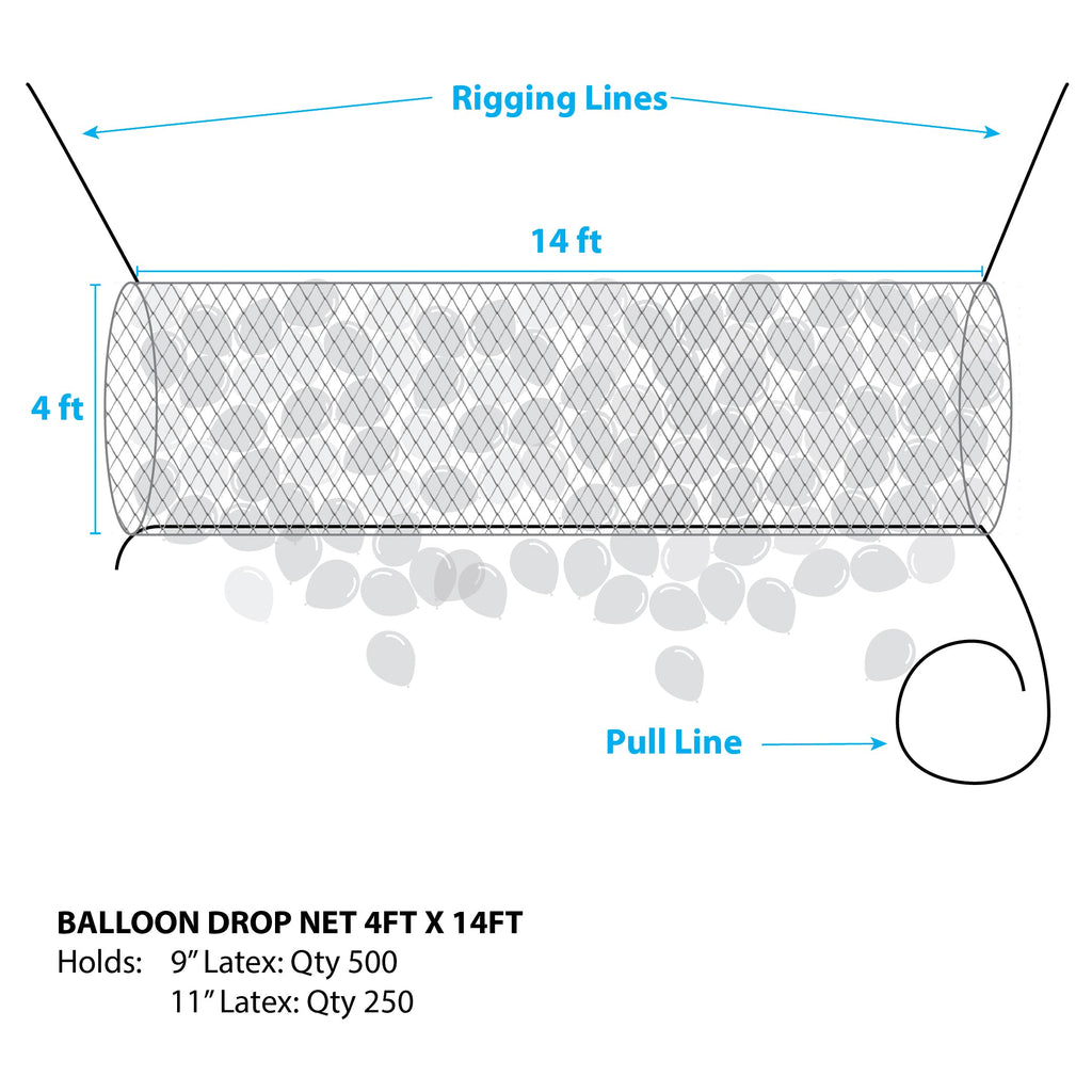 Boss 500 - Balloon Drop Net - 4Ft X 14Ft - LA Balloons