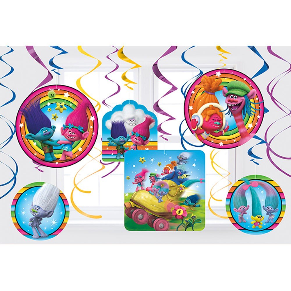 TROLLS HANGING SWIRL DECORATIONS (6 PK)