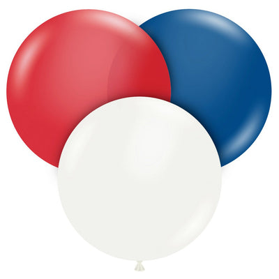 TUFTEX 24 inch TUFTEX CRYSTAL RED, WHITE, CRYSTAL SAPPHIRE BLUE - PATRIOTIC ASSORTMENT Latex Balloons 24043-M
