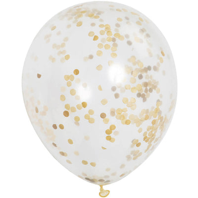 Unique 12 inch CLEAR BALLOONS WITH GOLD CONFETTI BALLOON (6 PK) Latex Balloons 56397-UN