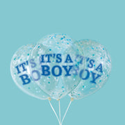 Unique 12 inch IT'S A BOY PREFILLED WITH BLUE CONFETTI (6 PK) Latex Balloons 56407-UN