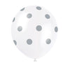 Unique 12 inch WHITE WITH SILVER POLKA DOTS BALLOON (6 PK) Latex Balloons 57589-UN