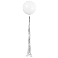 Unique 24 inch WHITE LATEX BALLOON WITH SILVER TASSEL Balloon Tassels 54610-UN