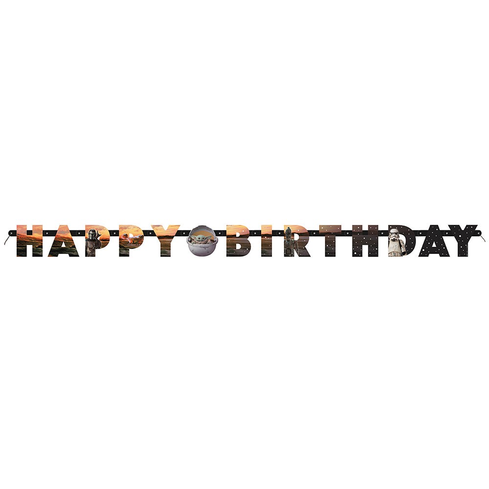 Unique 6.5ft MANDALORIAN - THE CHILD JOINTED HAPPY BIRTHDAY BANNER Party Decor 78330-UN