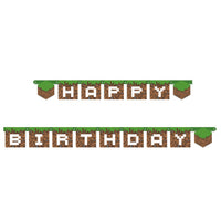 Unique 6.5ft MINECRAFT JOINTED HAPPY BIRTHDAY BANNER Party Decor 79419-UN