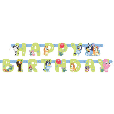 Unique 6 foot BLUEY JOINTED HAPPY BIRTHDAY BANNER Party Decoration 29608-UN