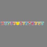 Unique 7ft HAPPY BIRTHDAY JOINTED BANNER WITH STICKERS Party Decor 61680-UN