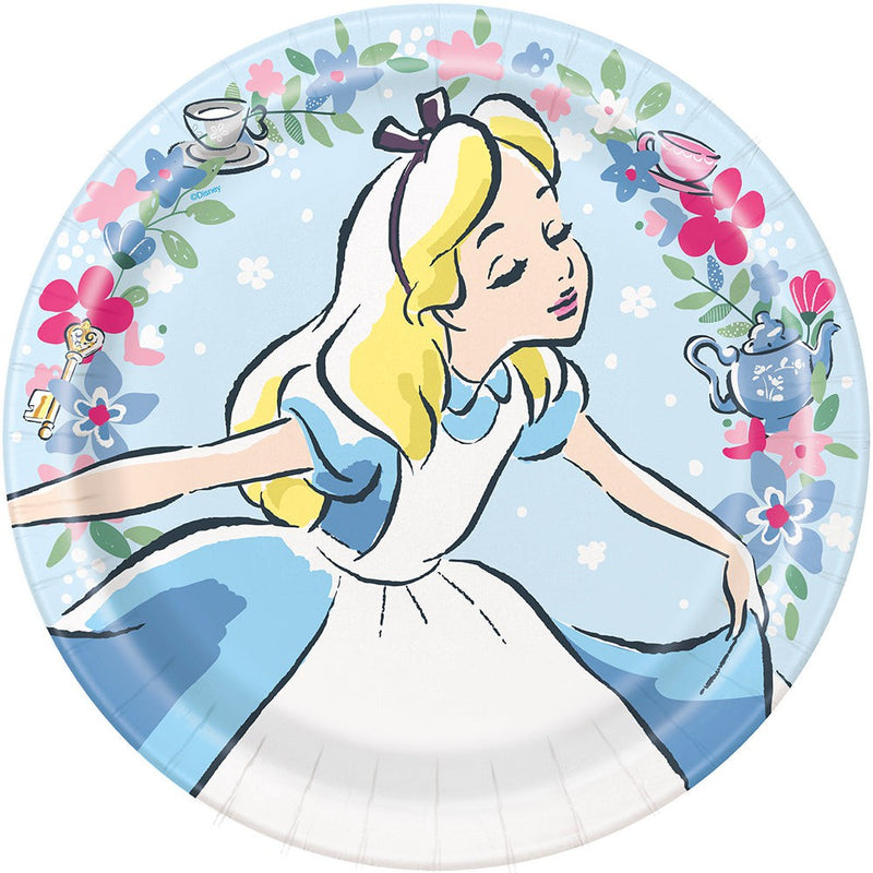 9in Unique Alice in Wonderland Round Dinner Plates 8Pk 77285