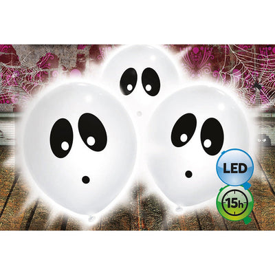 Unique 9 inch GHOST LED LIGHT UP BALLOON (3 PK) Latex Balloons 54736-UN