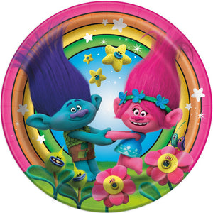 9 inch Unique Trolls Round Dinner Plates (8 PK) - 79695