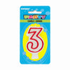 Unique NUMBER 3 DELUXE SHAPE BIRTHDAY CANDLE Candles 360-3-UN